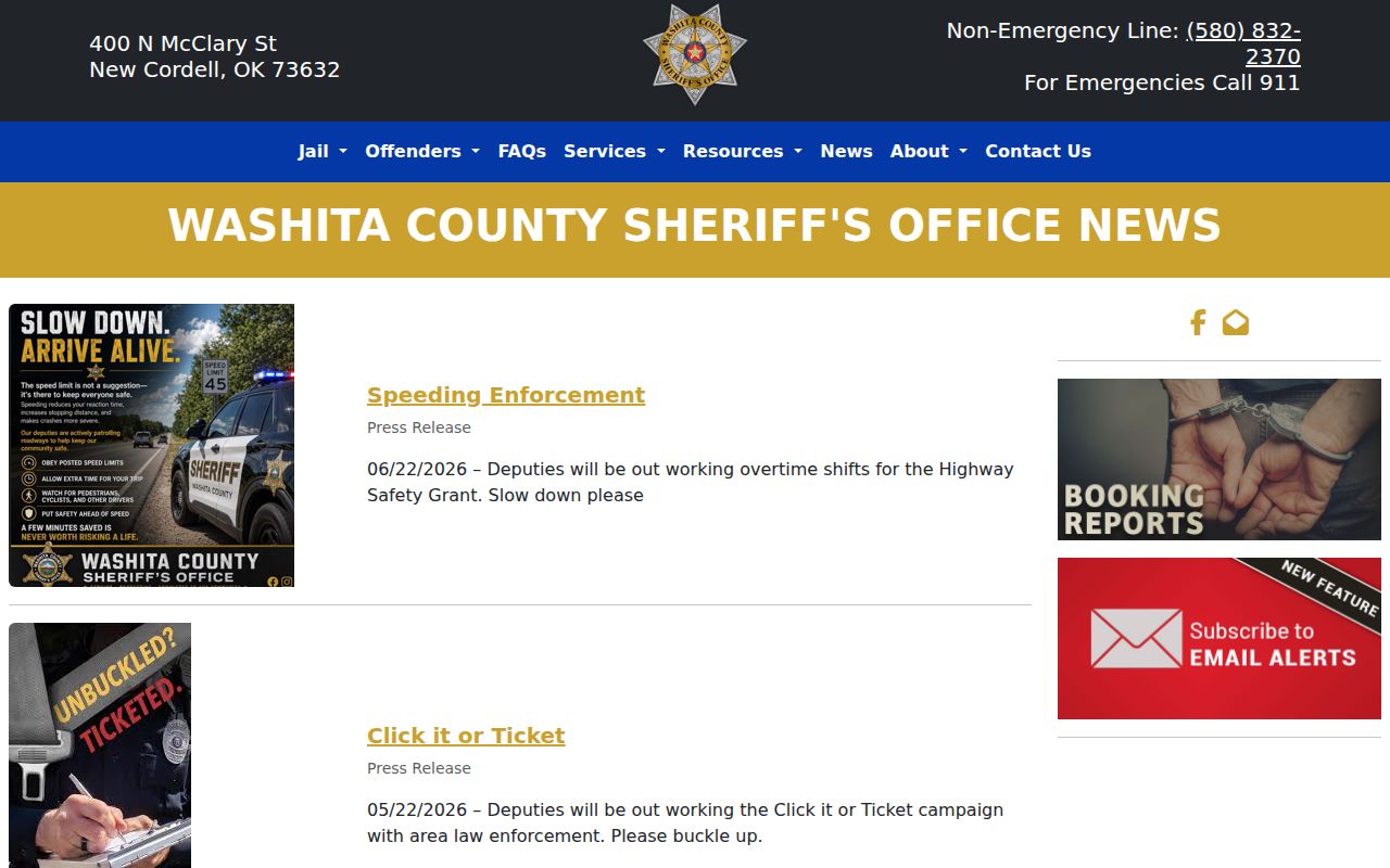 Washita County 72-hour release news channel limitations